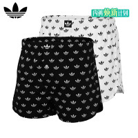adidas 男士内裤男阿罗裤跑步运动沙滩三叶草休闲裤宽松四角裤送男友 2条 白+黑 2XL