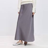 LILY 春季青年女装高端气质通勤垂坠感缎面A字半身长裙 126109C6902