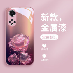鼎致 盛开玫瑰适用华为荣耀50手机壳honor50pro新款50se女款时尚玻璃壳