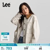 Lee 商场同款26春新宽松版撞色翻领设计女91J工装夹克外套 奶白色 XS