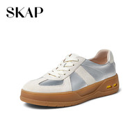 PLUS会员：SKAP 【暴走不累脚】牛皮厚底德训鞋运动休闲百搭女板鞋查 多色可选