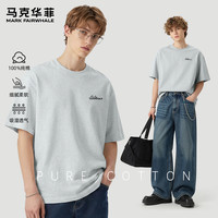 移动端、京东百亿补贴：马克华菲 纯棉短袖T恤男 XL 灰色 JMK反差字 100%棉
