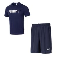 PUMA 圆领短袖男上衣透气运动T恤梭织短裤男裤休闲运动裤