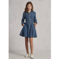 RALPH LAUREN 女大童 牛仔喇叭连衣裙