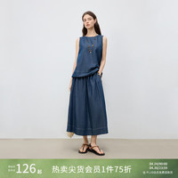 自巧 小个子度假风亚麻牛仔套装女2025新款半身裙夏季穿搭一整套