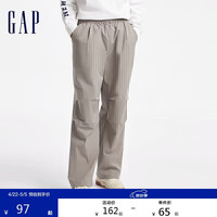 Gap 男装秋季款纯色松紧压褶工装长裤宽松街潮休闲裤619684