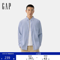Gap 男装春季基础款棉质翻领长袖衬衫常规上衣美版488512