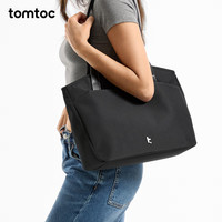 tomtoc 单肩托特电脑包女士13/15英寸大容量防泼水职场通勤笔记本背包T23 墨黑 14英寸