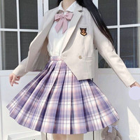 唐努乌 少女jk制服学生百褶裙衬衫校服正统半身学院风伞状裙子 芋泥蛋糕 S
