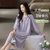 纤丝鸟 法式浪漫纯棉女士睡裙轻奢居家休闲连衣裙睡衣