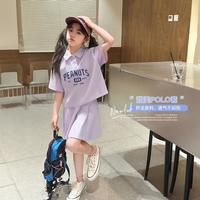 史努比 女童夏季套装高级感洋气运动网球套装