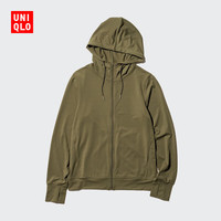 优衣库 女装UPF100+AIRism防紫外线网眼开衫防晒465748 476113/56橄榄色 M /160/84A