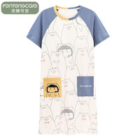 芬腾可安 夏季女睡裙带胸垫棉质短袖无钢圈内衣罩杯孕妇