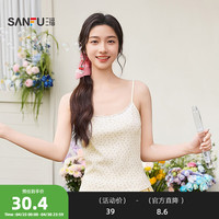 三福 款蕾丝蝴蝶结领口细肩带碎花吊带515838 杏色小花