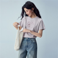 移动端、京东百亿补贴：佐丹奴 短袖T恤女装新款纯棉t恤衫趣味萌宠印花圆领上衣女13396302