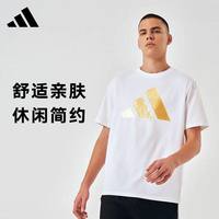  adidas/阿迪达斯 透气 男士T恤 XL 白/金