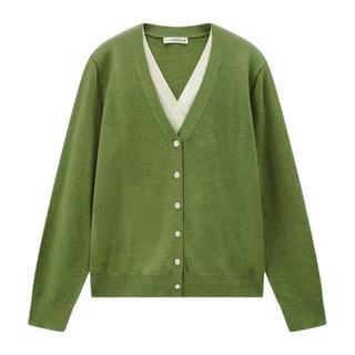 GIORDANO/佐丹奴 女士假两件撞色V领宽松针织开衫