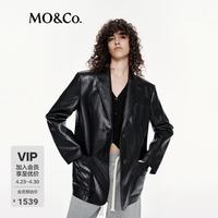 MO&Co. 西装2025秋摇滚素皮垫肩廓形中性黑色MBE3BLA017 黑色 S /160