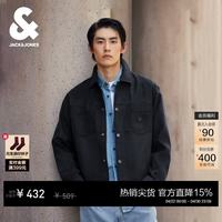 杰克琼斯 杰克·琼斯（JACK&JONES）25年男装秋季休闲外套男宽松多口袋翻领仿麂皮行政夹克短款上衣 E40黑色 M （175）