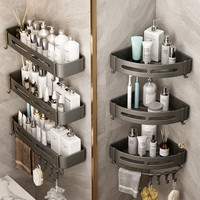 优勤 枪灰色浴室三角置物架 免打孔 壁挂式 卫生间毛巾浴巾架子角篮