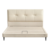  QuanU/全友 母婴级A类牛皮 床+床头柜+床垫 【奶油白 | 母婴级A类牛皮】高脚床 1.8米x2米