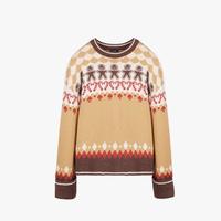 Kate Spade 春日焕新季品牌自营圆领费尔岛姜饼人绵羊毛女式毛衣圆领毛衣