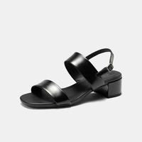 ecco 女鞋 日常通勤粗跟一字带凉鞋 丽芙35 250303