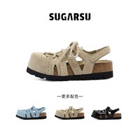 酥履 26年春季新款休闲增高复古魔术贴罗马厚底勃肯鞋女