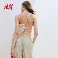 H&M HM2026夏季新款女装蕾丝饰边单肩上衣1326151