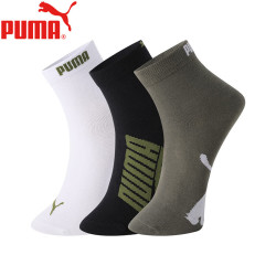 PUMA 吸汗薄款运动休闲棉袜短袜男 3双 两色可选