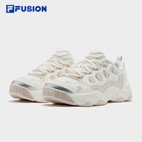 FILA FUSION潮牌熊爪鞋2026新款运动鞋女生鞋子厚底面包鞋 雪白/桦树棕