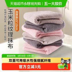 千屿 QY-6355 超细纤维抹布 25厘米 5条 强吸水 不沾油 厨房专用