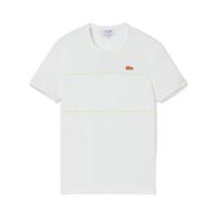 LACOSTE/拉科斯特 法国鳄鱼女装拼色条纹正肩短袖T恤