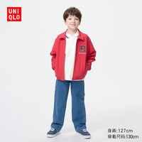 优衣库 童装男童女童弹力松紧牛仔长裤/水洗产品休闲裤裤子484714 65 宝蓝色 160