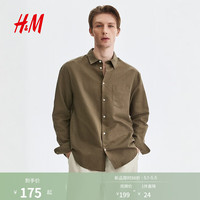H&M 亚麻混纺 男士衬衫