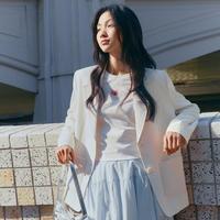 乐町 韩系清甜2025春季宽松袖口精致绣花西服外套