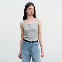 乐町 大圆领针织吊带背心2025年夏季女亨利领短款修身内搭上衣