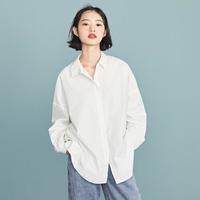乐町 简约风衬衫春秋基础百搭衬衫宽松白衬衫