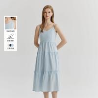 E·LAND 衣恋 Eland衣恋吊带连衣裙女纯色高腰A字蛋糕长裙夏季