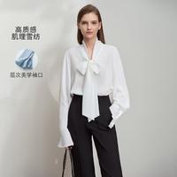 AMII 2025秋季 女士雪纺衫 宽松飘带乱麻肌理衬衫