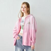 乐町 韩系休闲风小蜜蜂卫衣外套女春秋多巴胺色开衫上衣
