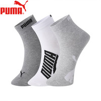 PUMA 男士中筒袜舒适运动休闲款棉袜吸汗薄款除臭男袜 灰白组合 3双 均码 EU39-42