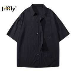 jifffly 夏季新款潮流户外宽松凉感工装半袖短袖衬衫百搭休闲上衣