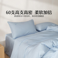 水星家纺 A类60支全棉水洗棉四件套刺绣被套床单枕罩套件 海·里面四件套 1.8米床
