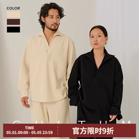 CULTUM 男女同款 半开襟V领衬衫 一片领长袖衬衣