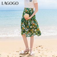 La·go·go 女士松紧高腰花卉图案半身裙 MABB203A51