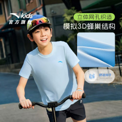安踏 儿童速干透气T恤 玉珠蓝 110码