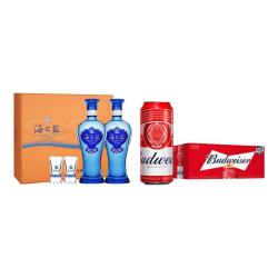 洋河 海之蓝42度480ml*2瓶礼盒2018版+百威醇正啤酒450ml*18听