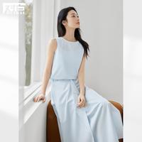 DUIBAI/对白 夏装设计感开叉无袖衬衫半裙两件套