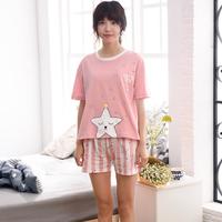 小情歌 睡衣女夏季短袖纯棉大码夏天薄款女士可爱春夏款家居服套装